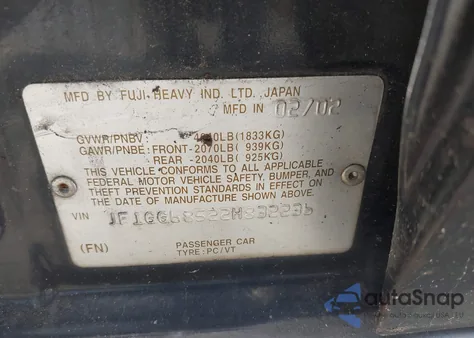 2002 Subaru Impreza Outback Sport from USA, damaged, VIN JF1GG68522H832236